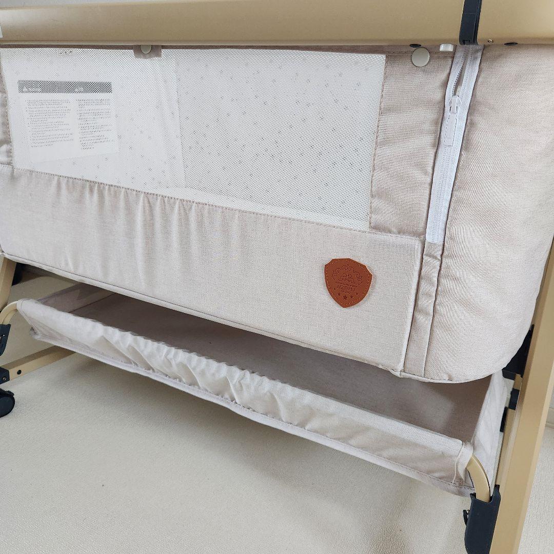 美品 HZDMJ ベビーベット ベージュ 高さ調整可能