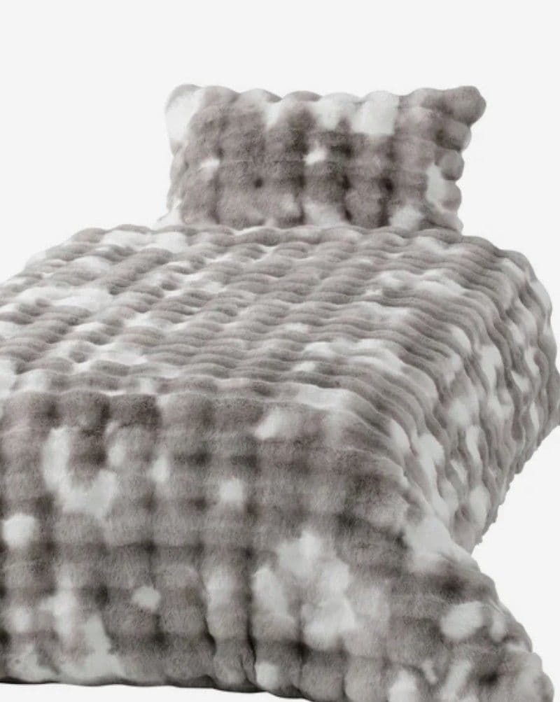 【Francfranc】WARMYポコモコファ掛布団カバーシングルグレー枕カバー