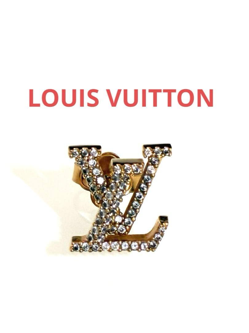 ルイヴィトンピアス片耳用ラインストーンゴールド