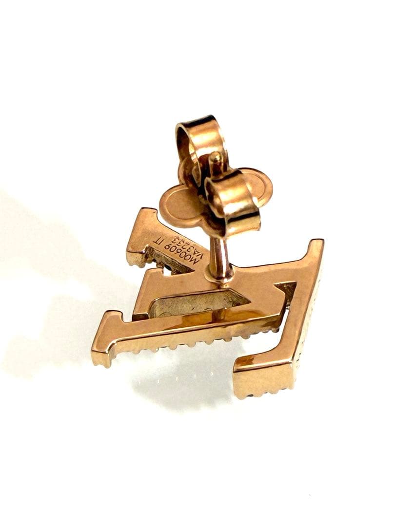 ルイヴィトンピアス片耳用ラインストーンゴールド