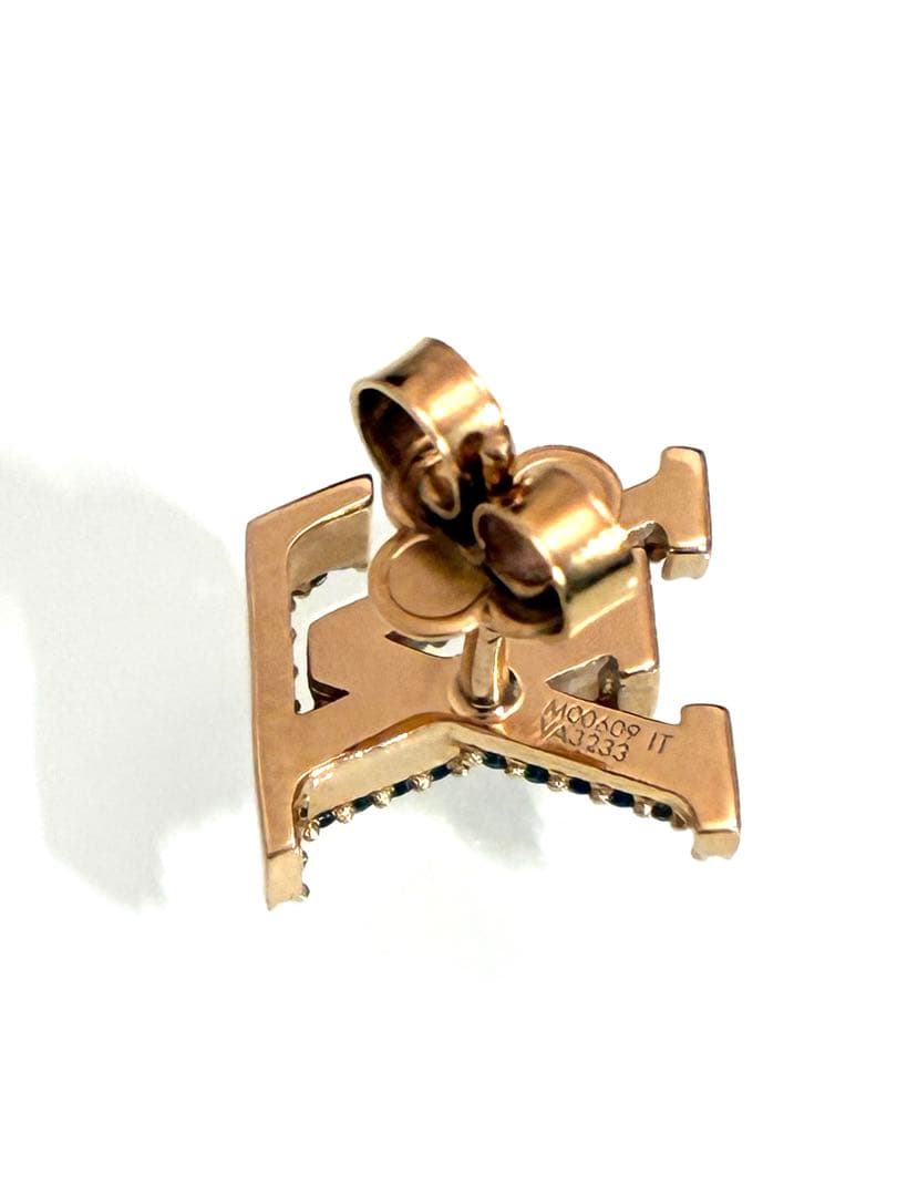 ルイヴィトンピアス片耳用ラインストーンゴールド