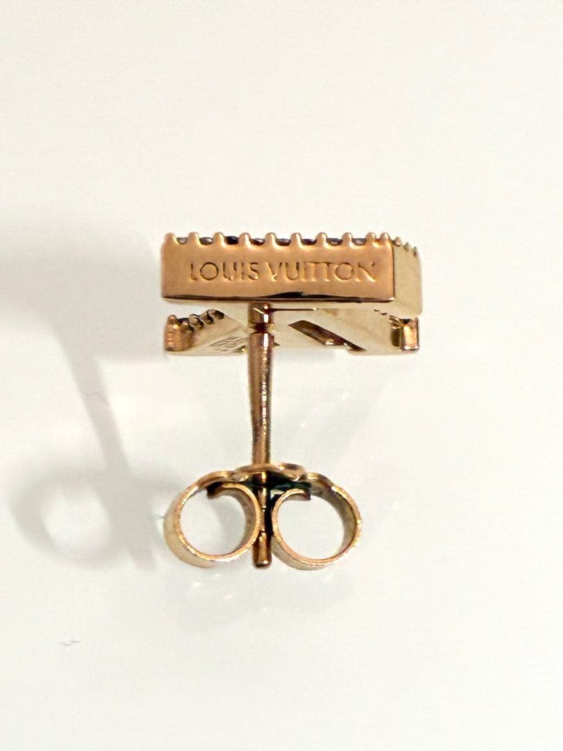 ルイヴィトンピアス片耳用ラインストーンゴールド