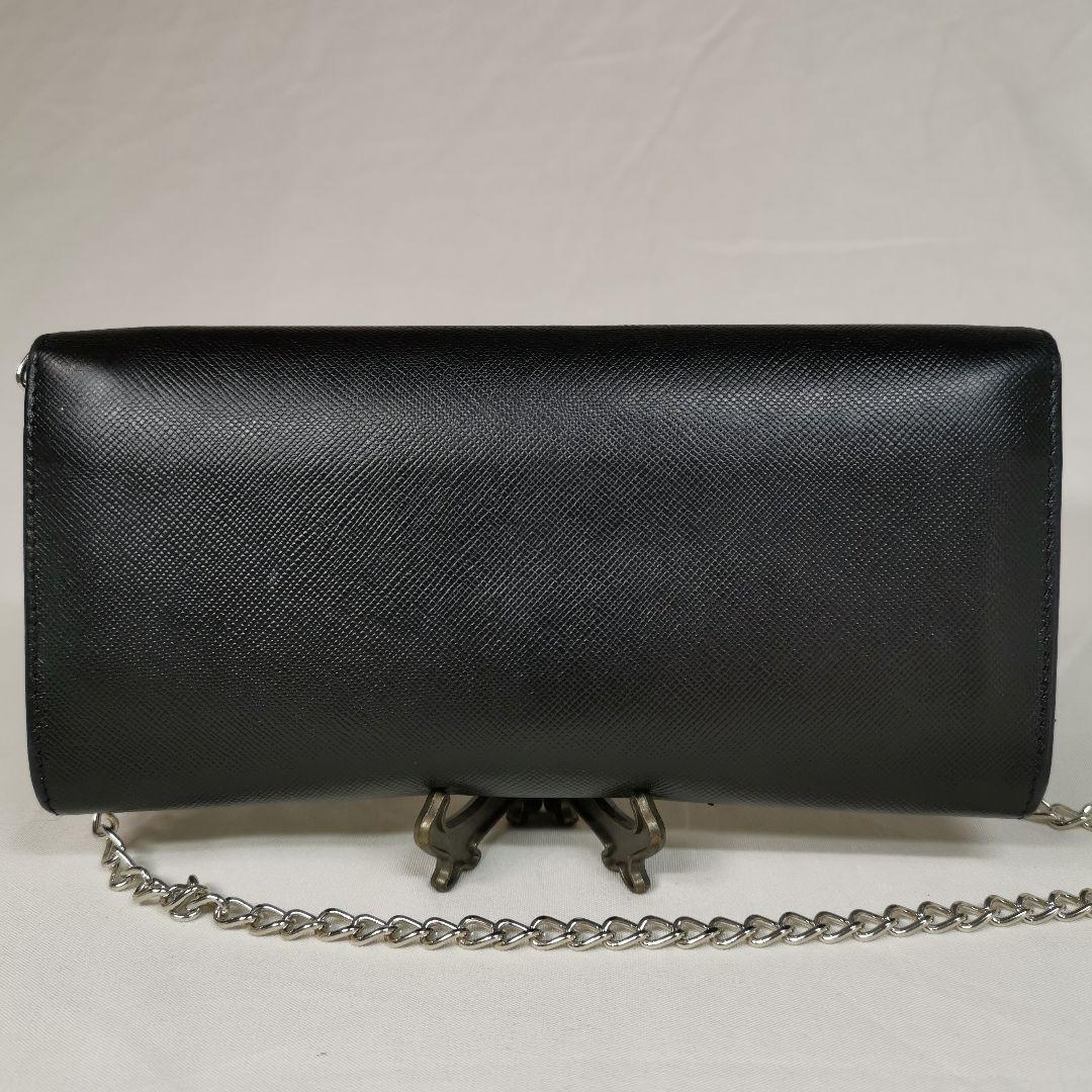 【美品】PRADAプラダ サフィアーノ黒 長財布 新品ショルダー付 鑑定済