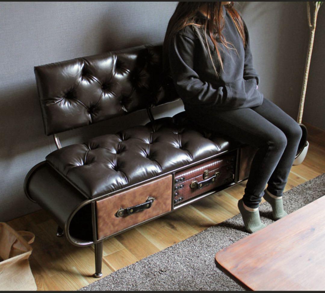 プ*!様 アンティーク　ベンチソファ2人〜3人掛け