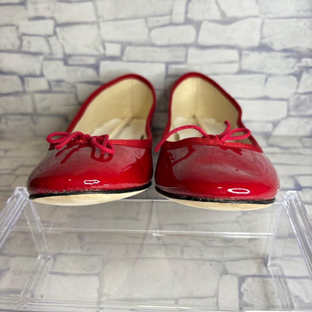 未使用級 希少26cm レペット カミーユ リボン エナメル パンプス 赤