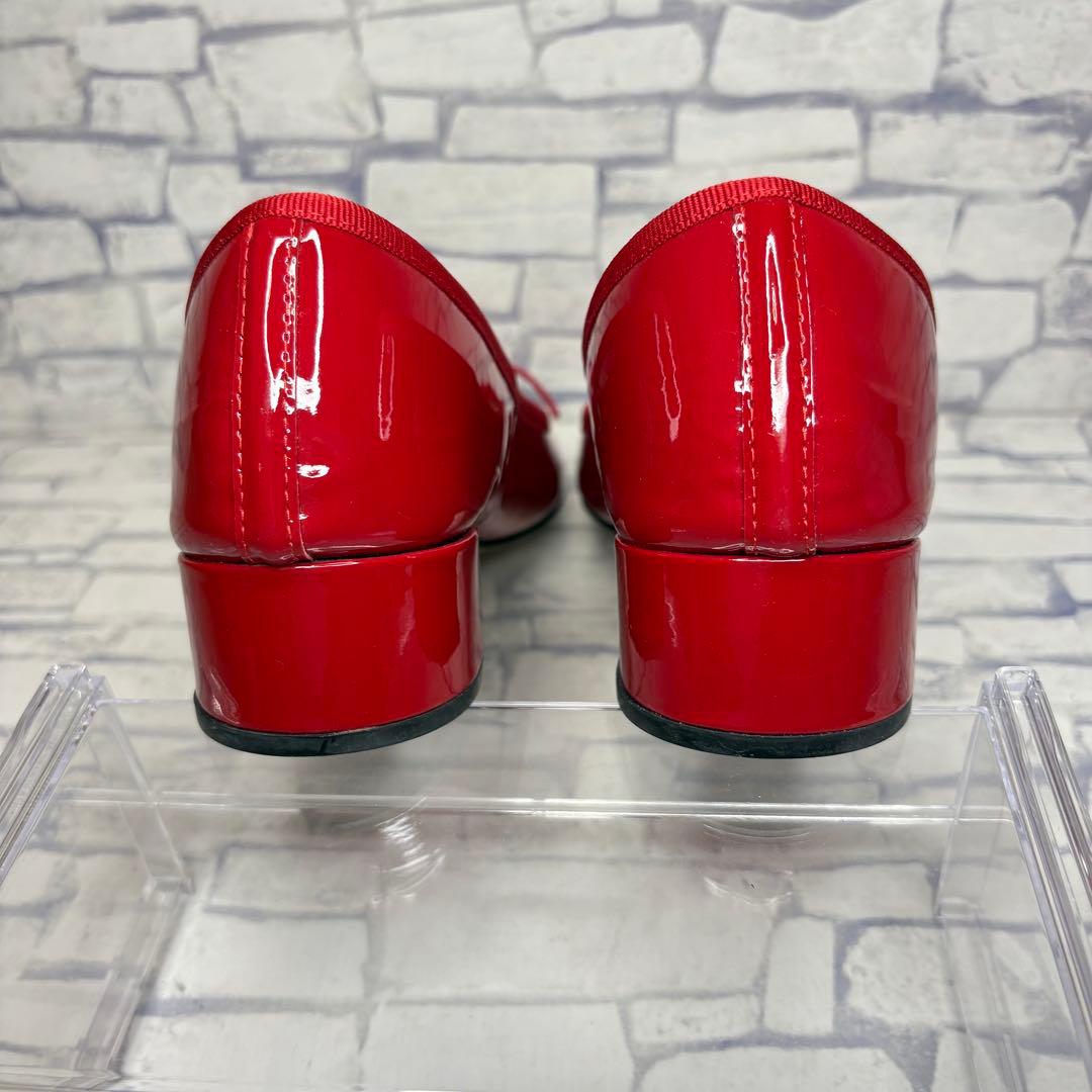 未使用級 希少26cm レペット カミーユ リボン エナメル パンプス 赤