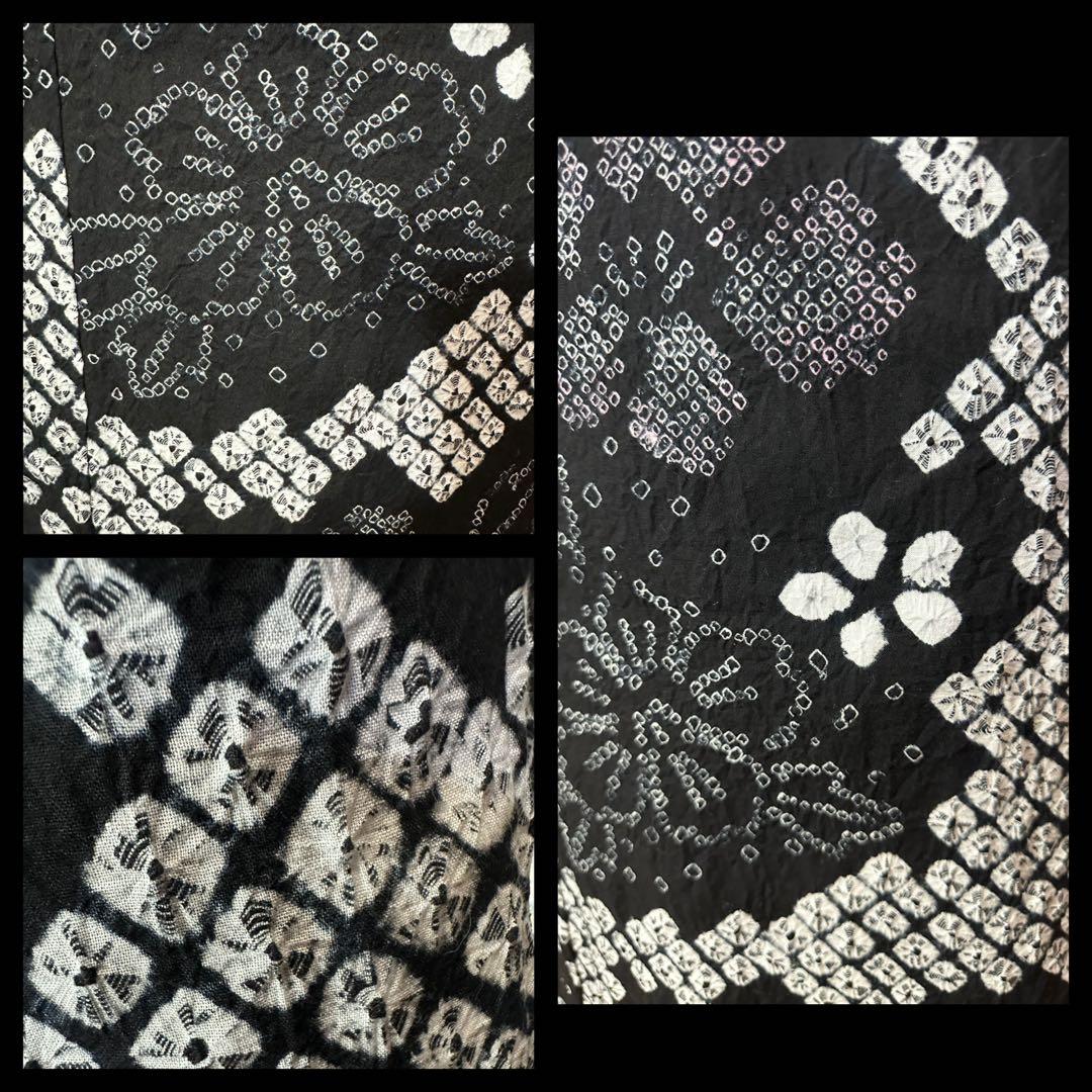 新品美品✨希少トールサイズ　有松鳴海絞り浴衣　黒