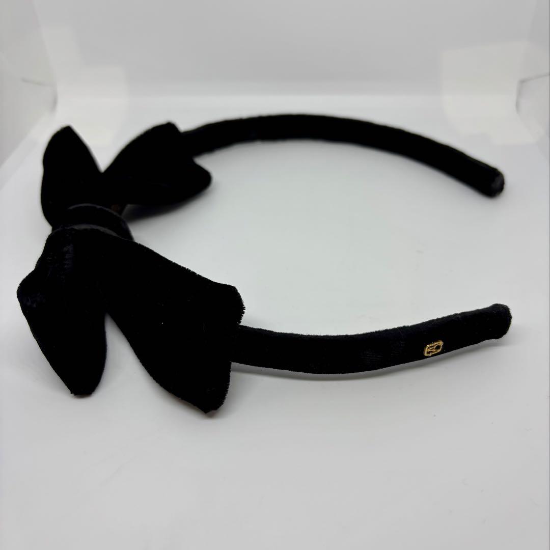 【良品】アレクサンドルドゥパリ カチューシャ リボン ベロア 黒 ヘアアクセ