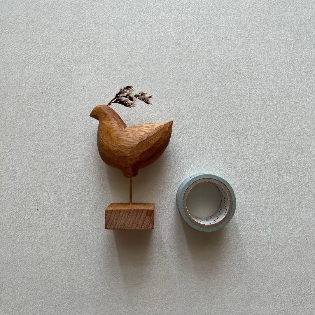 苔むす木工 オブジェ とり