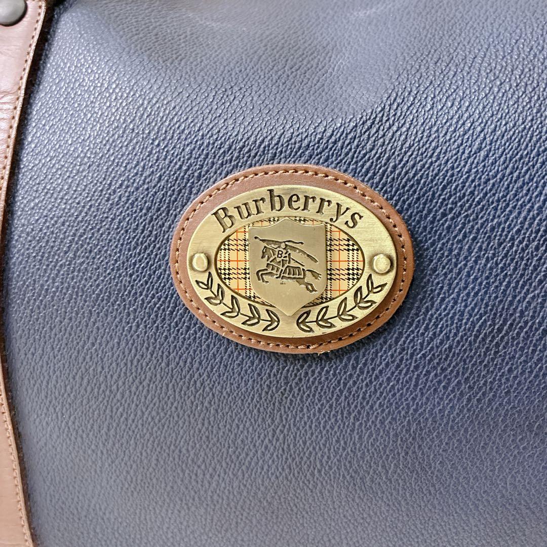 ヴィンテージ！　バーバリー 2way ボストンバッグ 大容量 ネイビー