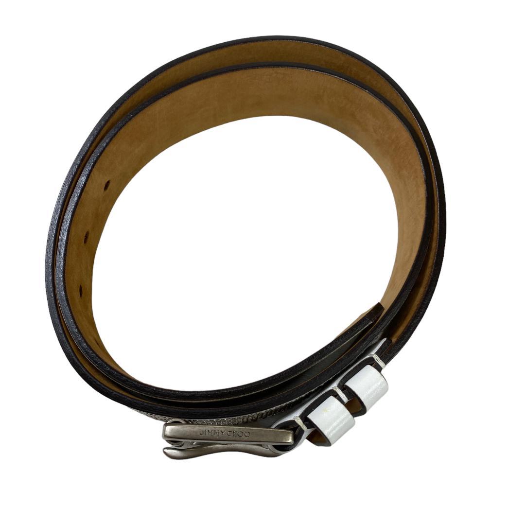 JIMMY CHOO ジミーチュウ ベルト スタッズ シルバー レザー ホワイト