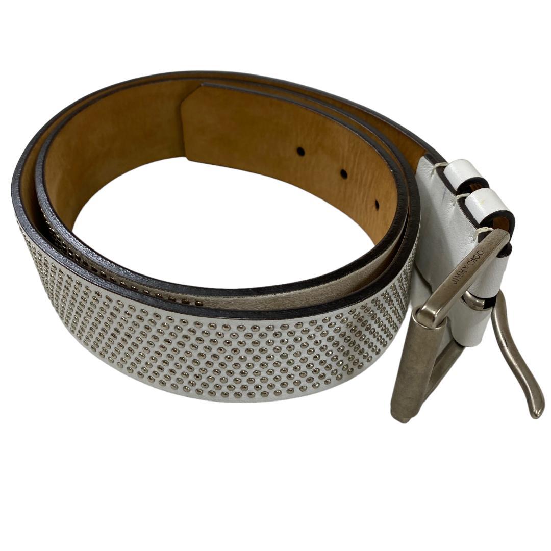 JIMMY CHOO ジミーチュウ ベルト スタッズ シルバー レザー ホワイト