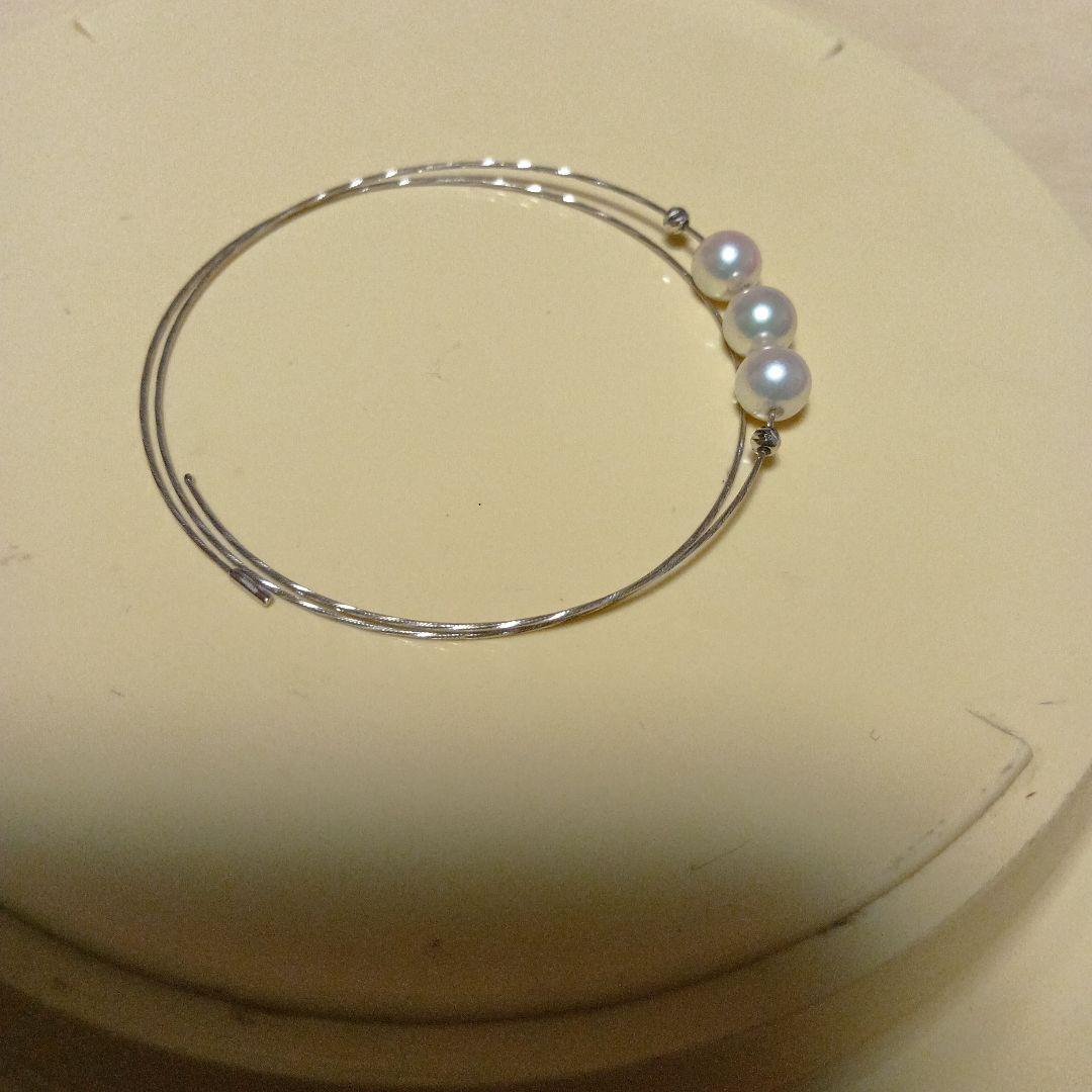 フリーバングル 　K18WG/形状記憶 パール