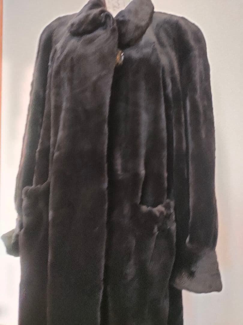 6 Altima 毛皮　シェアードミンク　ロングコート　黒
