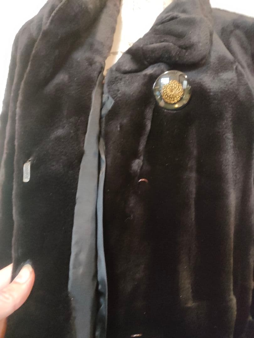 6 Altima 毛皮　シェアードミンク　ロングコート　黒