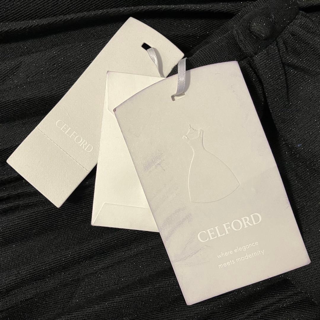 【新品タグ付】セルフォード プリーツデザインボウタイワンピース Aライン36 黒