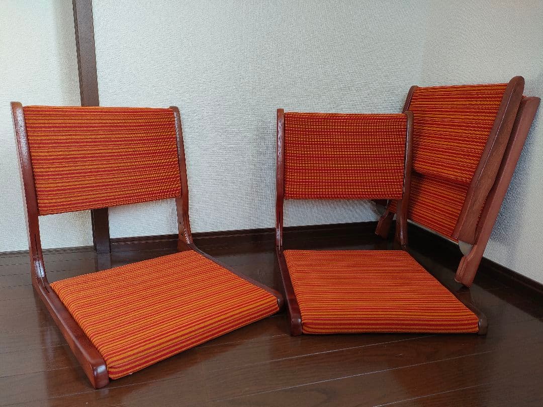 昭和レトロ　木製座椅子3脚セット