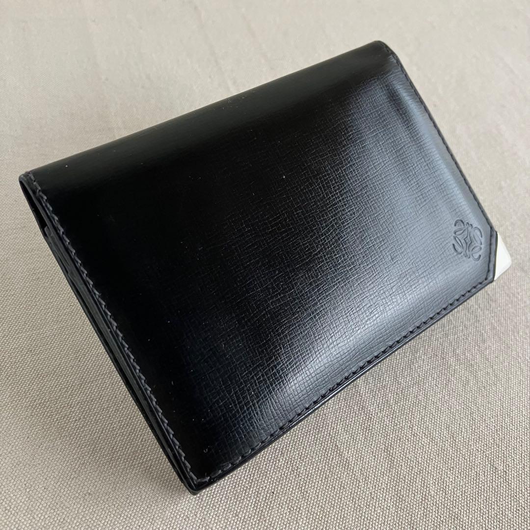 LOEWE 名刺入れ カードケース 黒 本革 アナグラム ロエベ