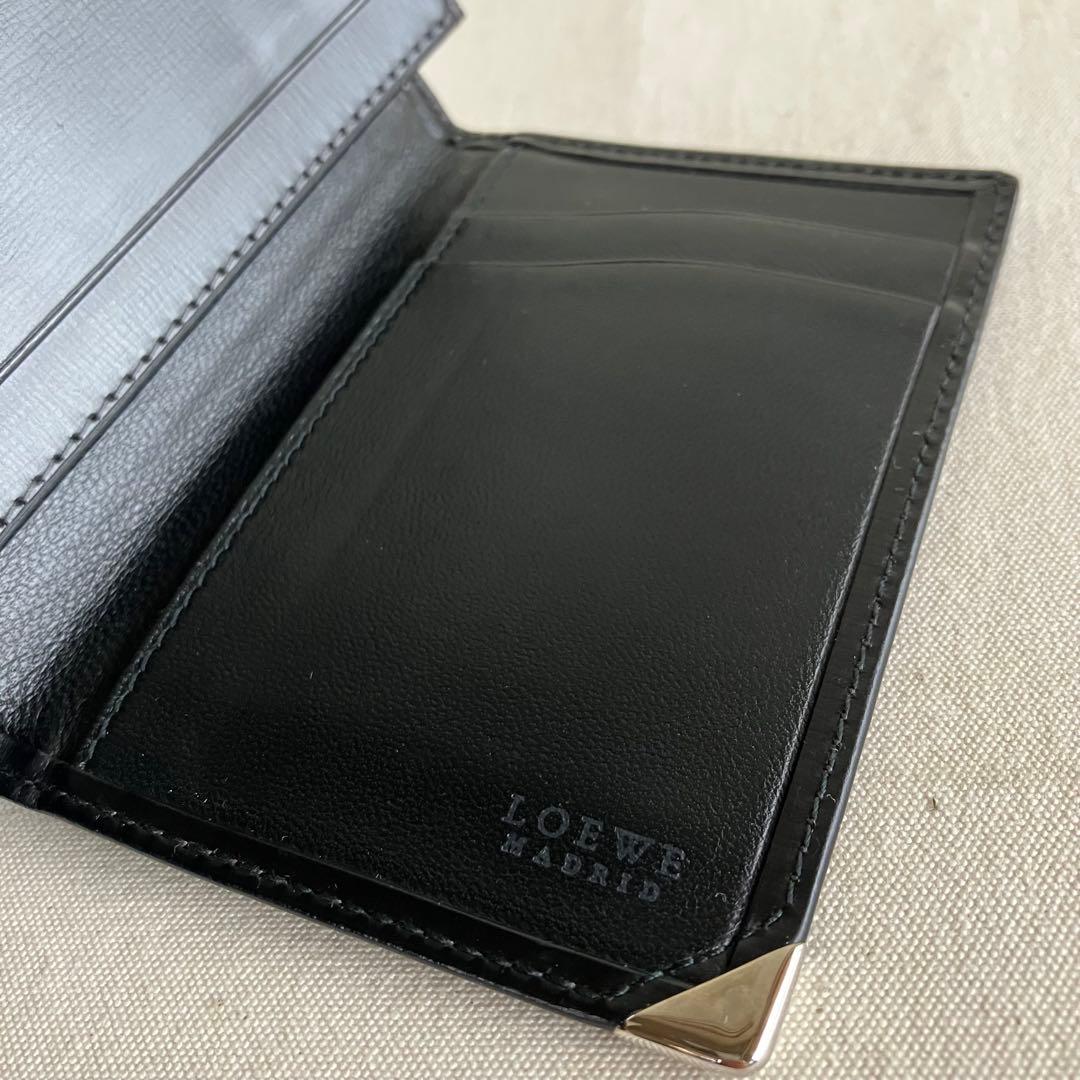 LOEWE 名刺入れ カードケース 黒 本革 アナグラム ロエベ