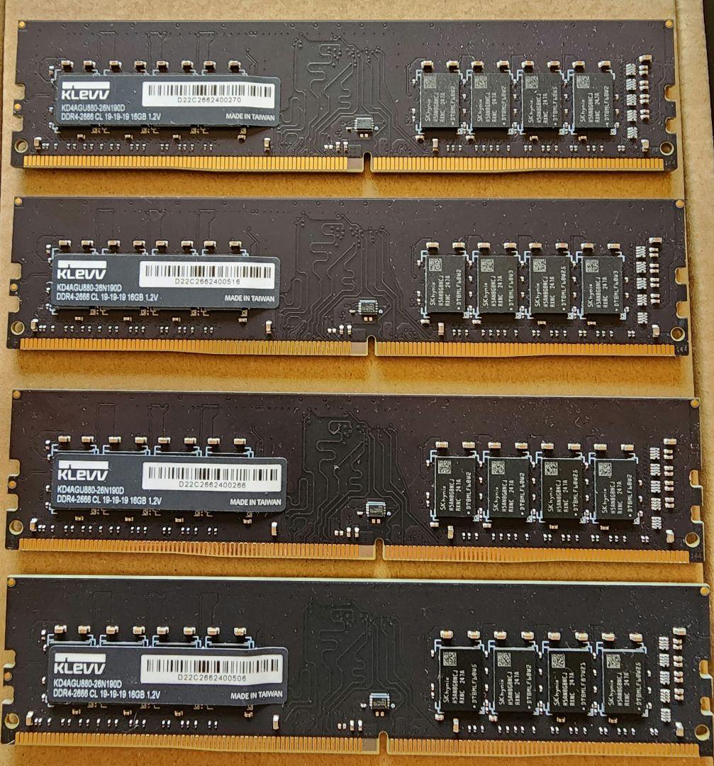 klevv 16GB DDR4 メモリ 2666 MHz 4枚セット