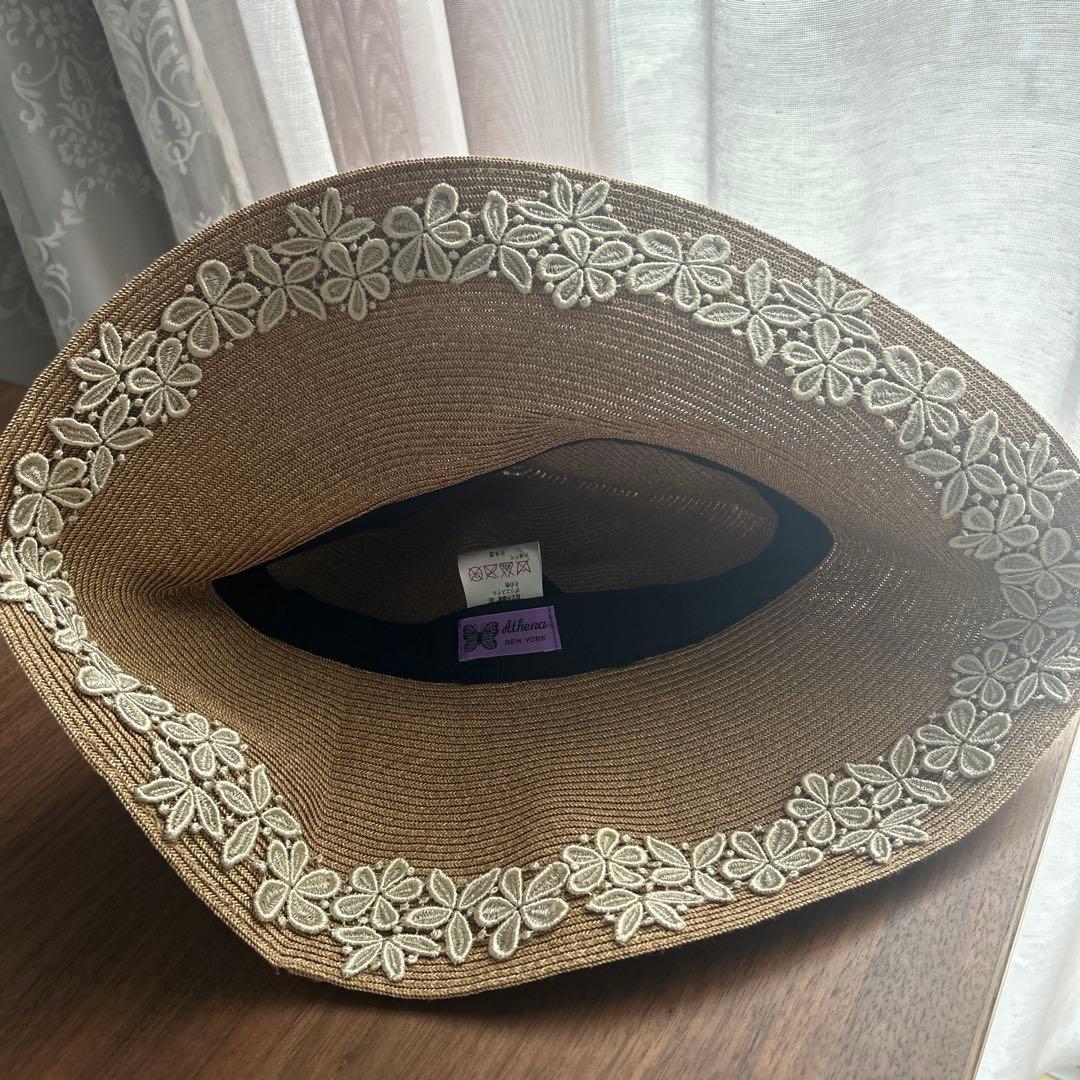 【美品】Athena New York 麦わら帽子 アシーナニューヨークレース❁