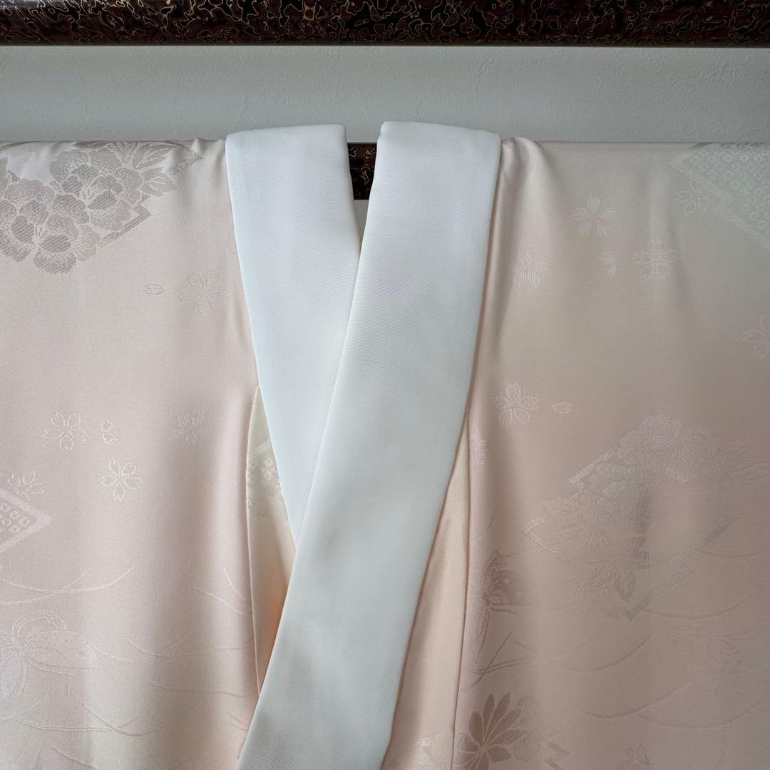 超美品　現代　正絹　長襦袢　袷　着物　和装　ピンク　紫　緑　122　横幅たっぷり