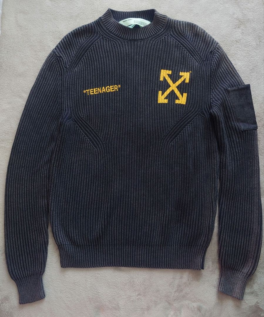 リブ編みニット セーター ダークグレー