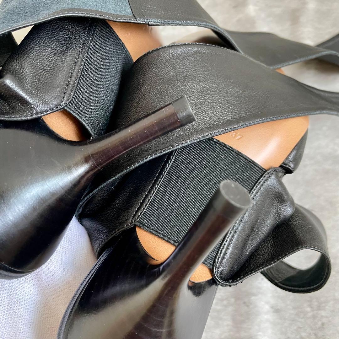 美品 セリーヌ パンプス ミュール ラムレザー ヒール 37 23.5