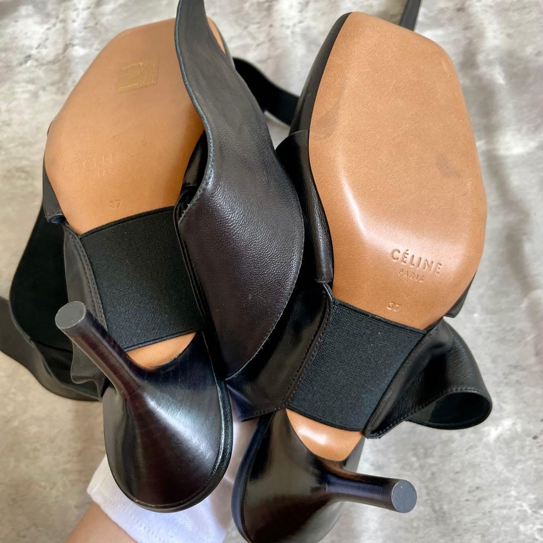 美品 セリーヌ パンプス ミュール ラムレザー ヒール 37 23.5