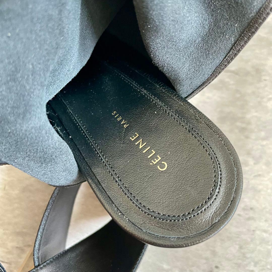 美品 セリーヌ パンプス ミュール ラムレザー ヒール 37 23.5