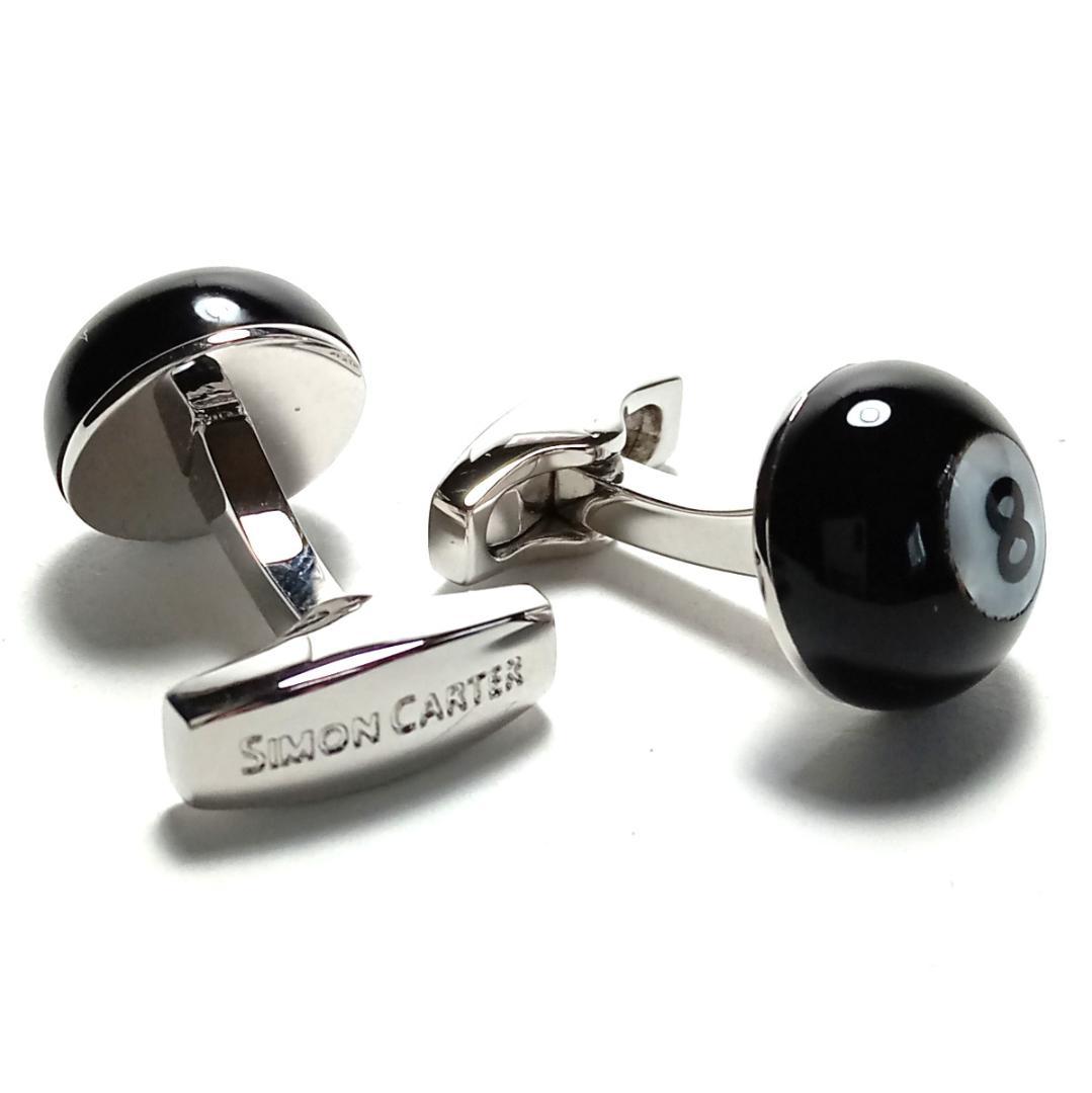 scc7 サイモンカーター カフリンクス 黒オニキス×白蝶貝 ビリヤード8ボール