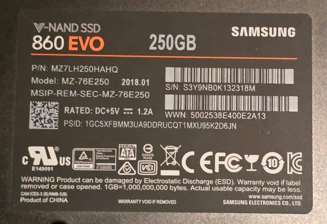 2.5インチ SSD crucial MX500 SAMSUNG 860 EVO