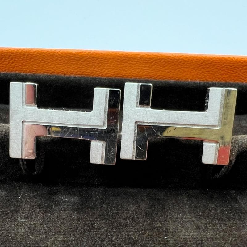 HERMES エルメス カフス スクエア H シルバー カフリンクス