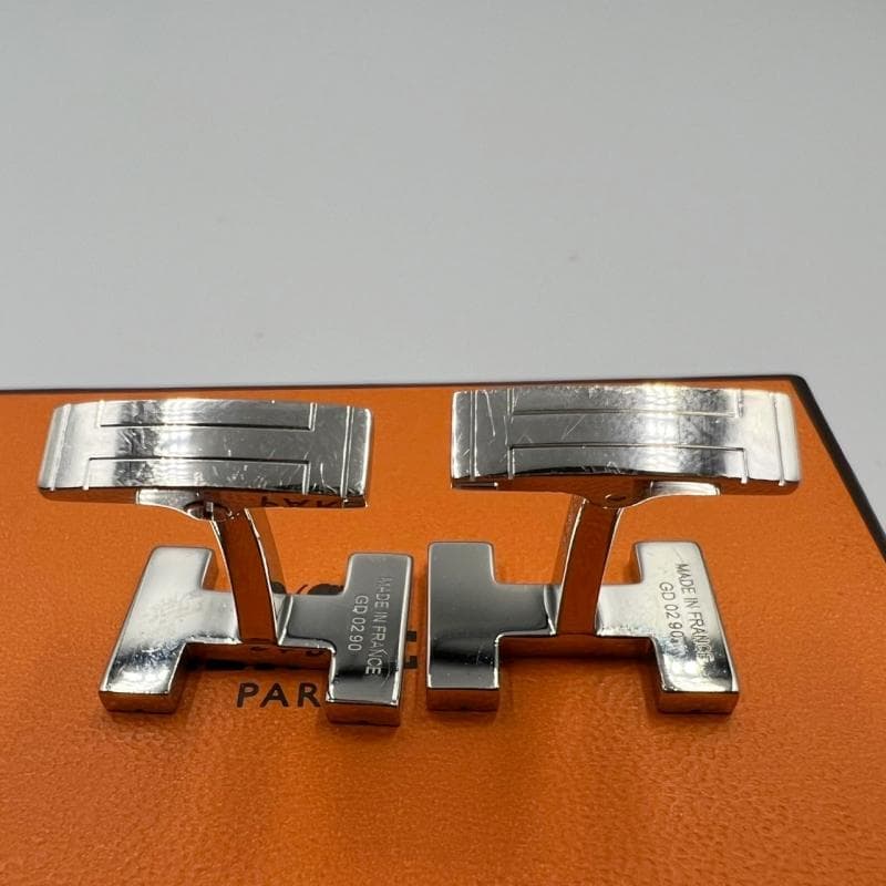 HERMES エルメス カフス スクエア H シルバー カフリンクス