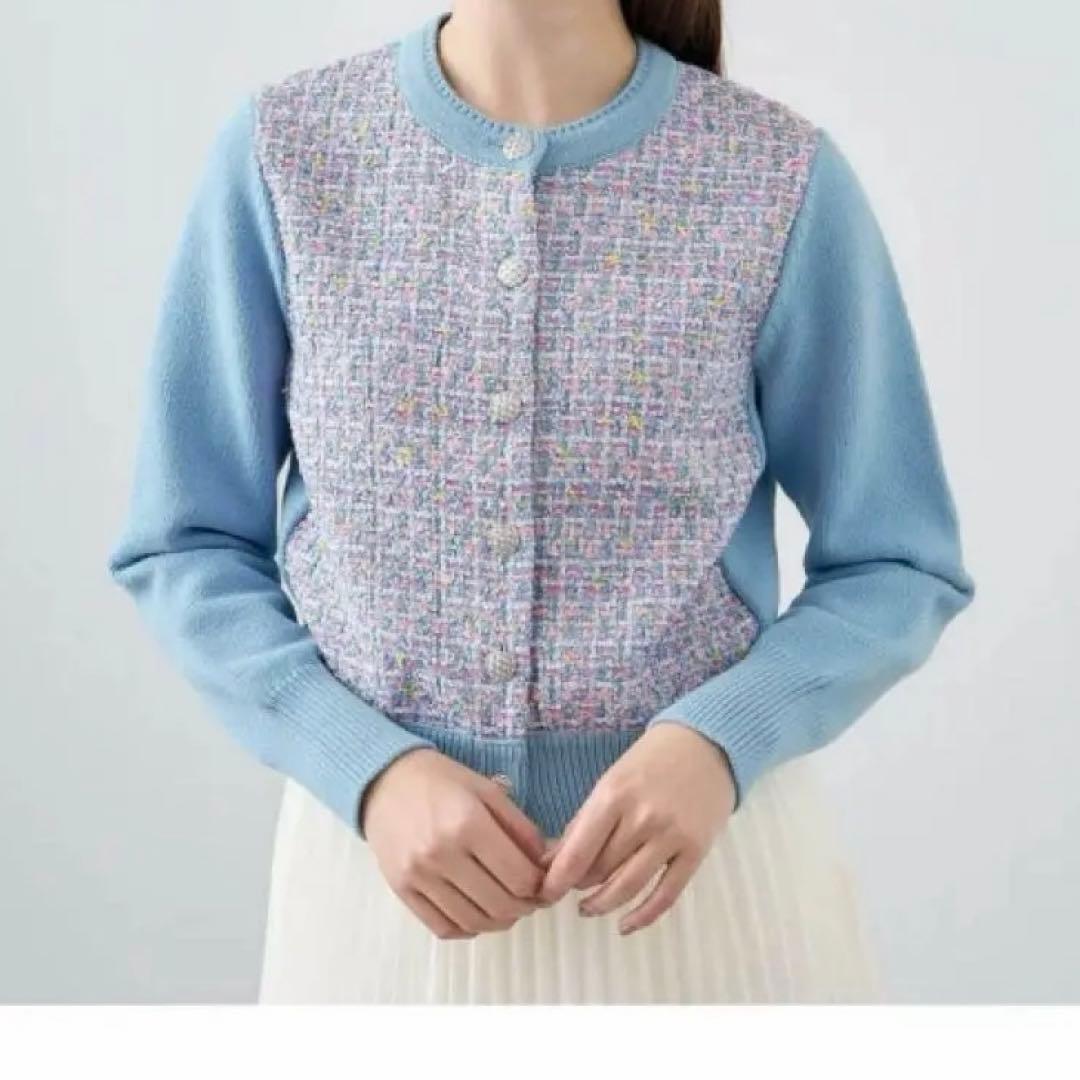 ANAYIフィルムラメツイードコンビ カーディガン 2024SS