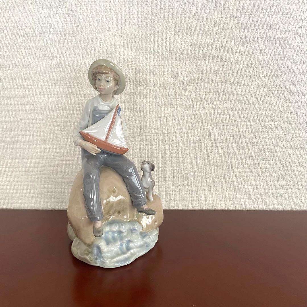 LLADRO リヤドロ 『 Sea Fever 』 ヨット 少年 犬 置物