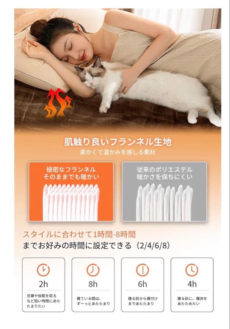 電気毛布 2個セット　掛敷兼用 188×130cm 10段階温度調節 ダニ退治