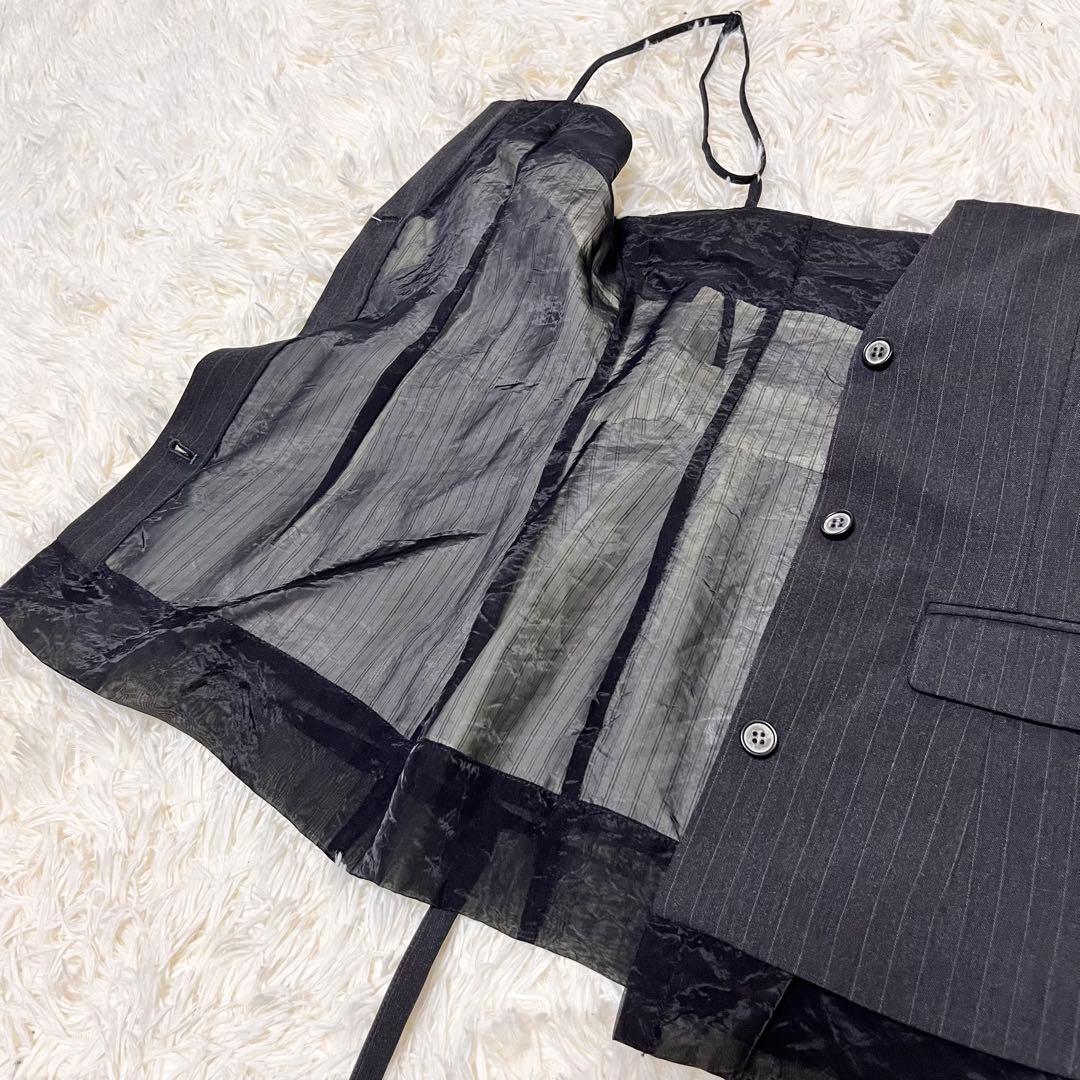 新品　メゾンスペシャル　リバーシブルビスチェ ストライプ柄　グレー　シアー　24