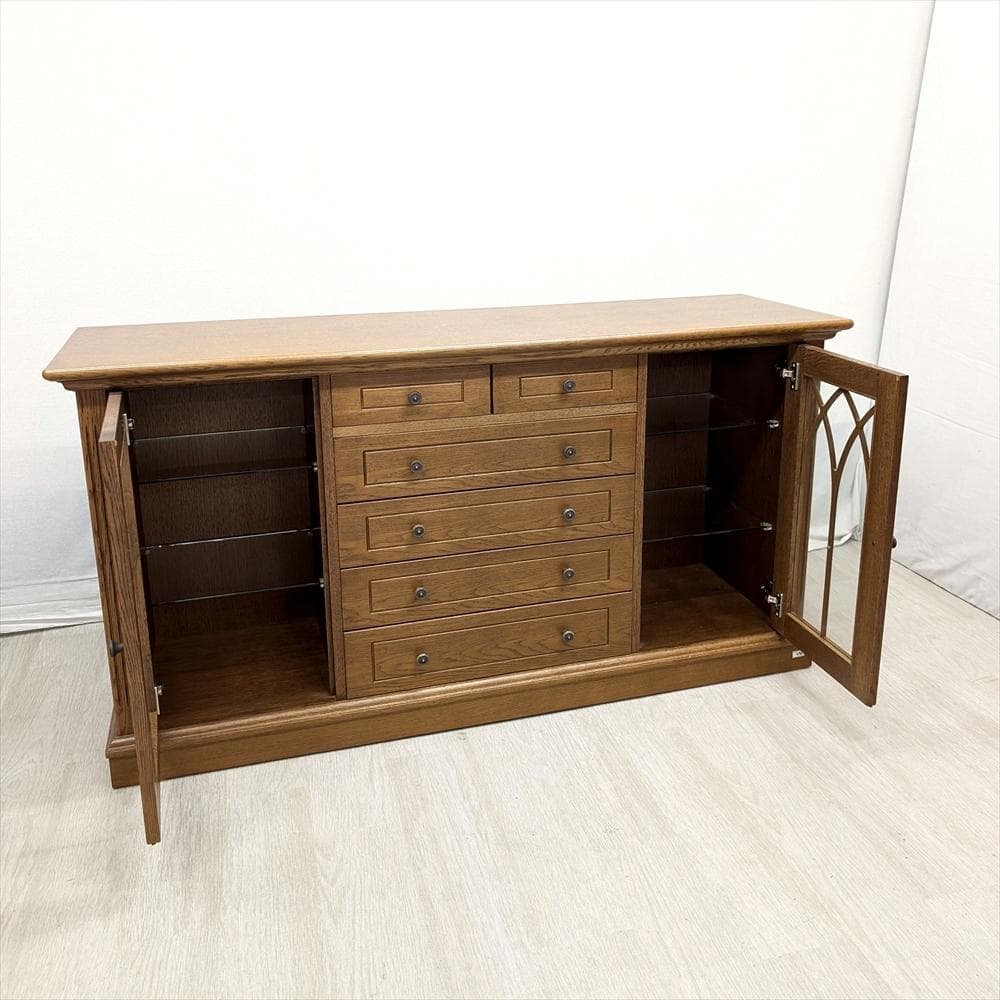 美品　旭川家具　近藤工芸　サイドボード　リビングボード　飾り棚　キャビネット