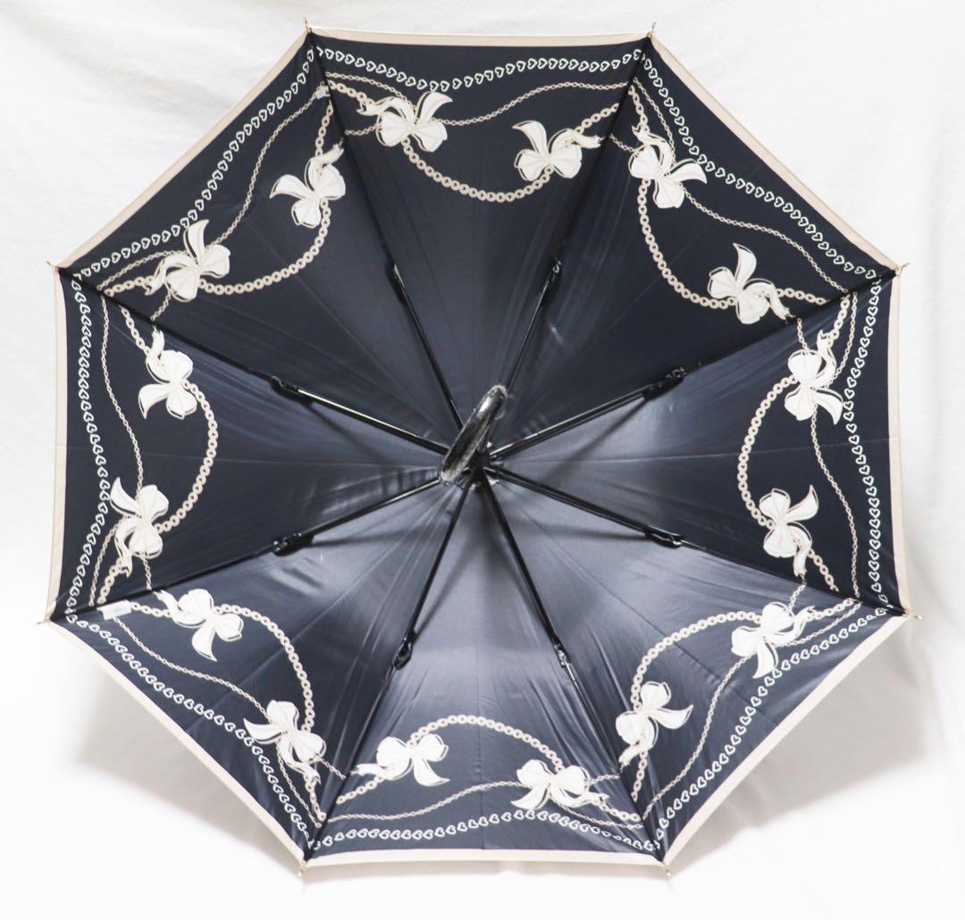 《ランバン オン ブルー》新品 ハート・大きなリボン柄 ャンプ長傘 雨傘 8本骨