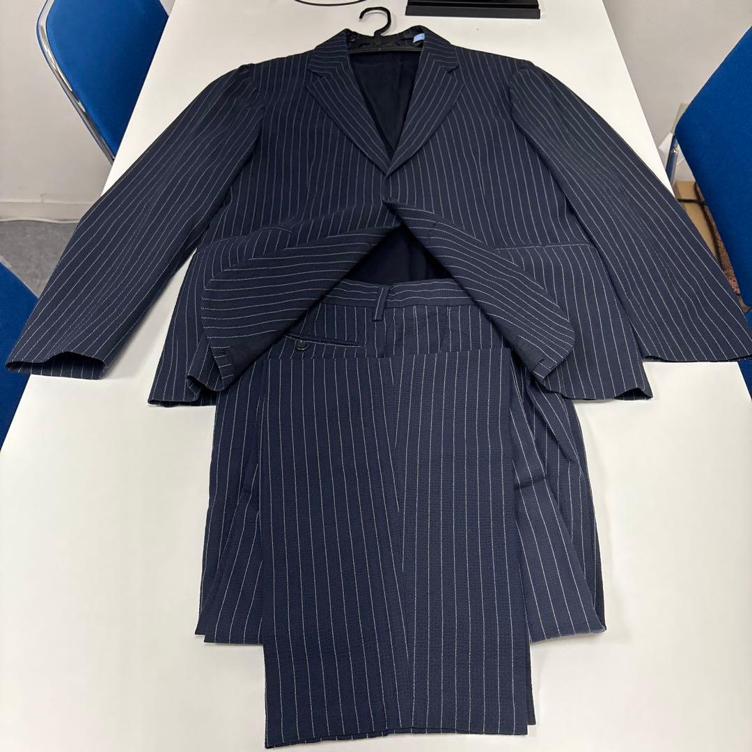 GIORGIO ARMANI ネイビー ストライプ ビジネススーツ セット48R
