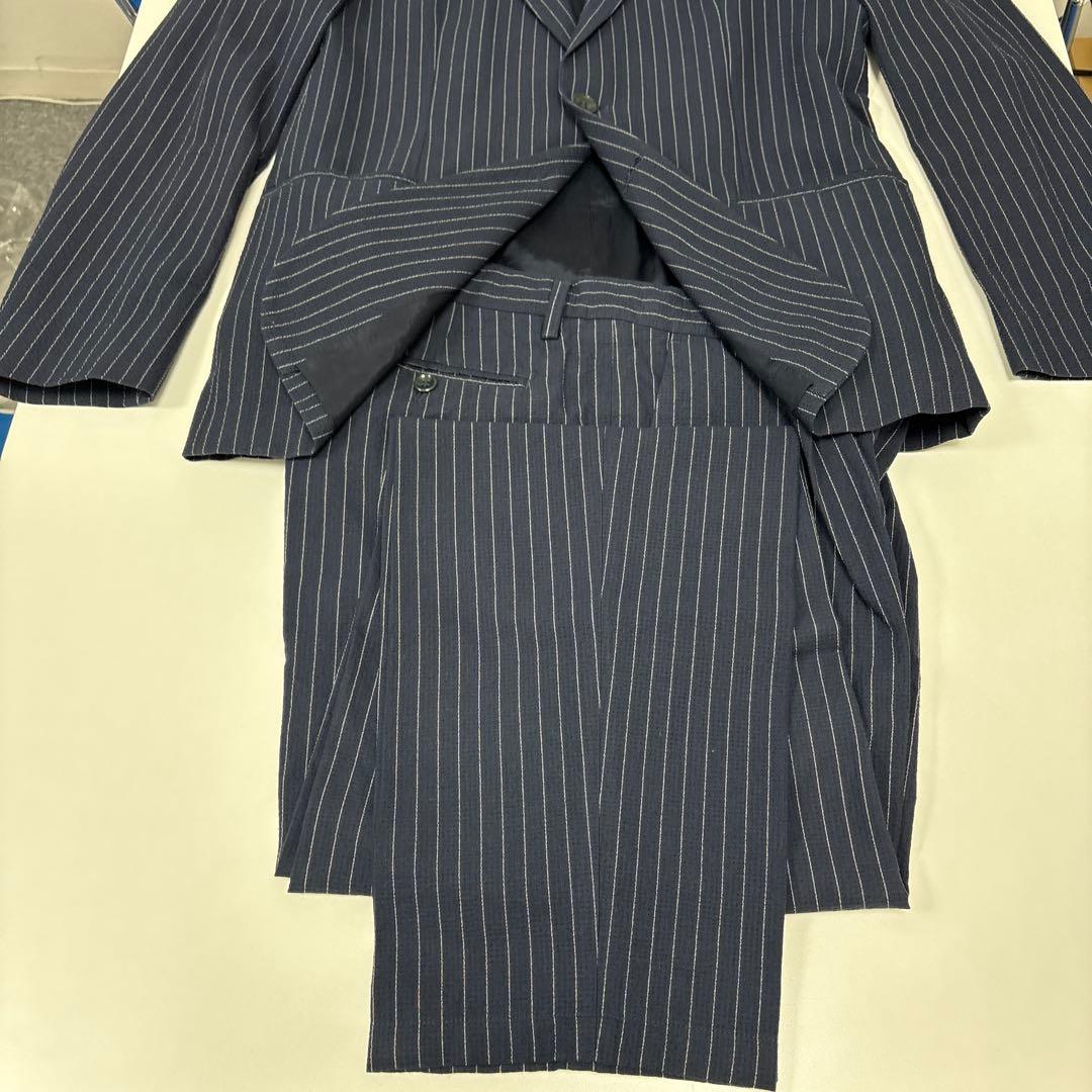 GIORGIO ARMANI ネイビー ストライプ ビジネススーツ セット48R