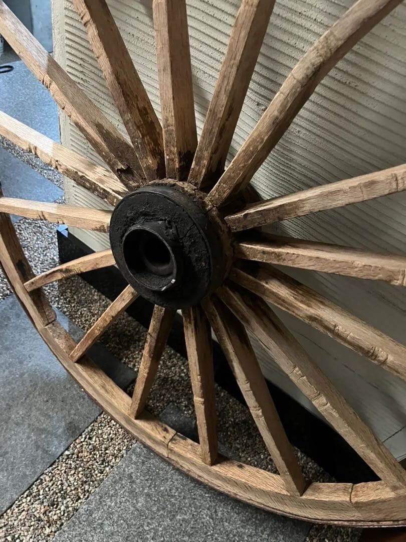 古道具 木製 車輪 約81cm 鉄輪 アンティーク 昭和レトロ ガーデニング