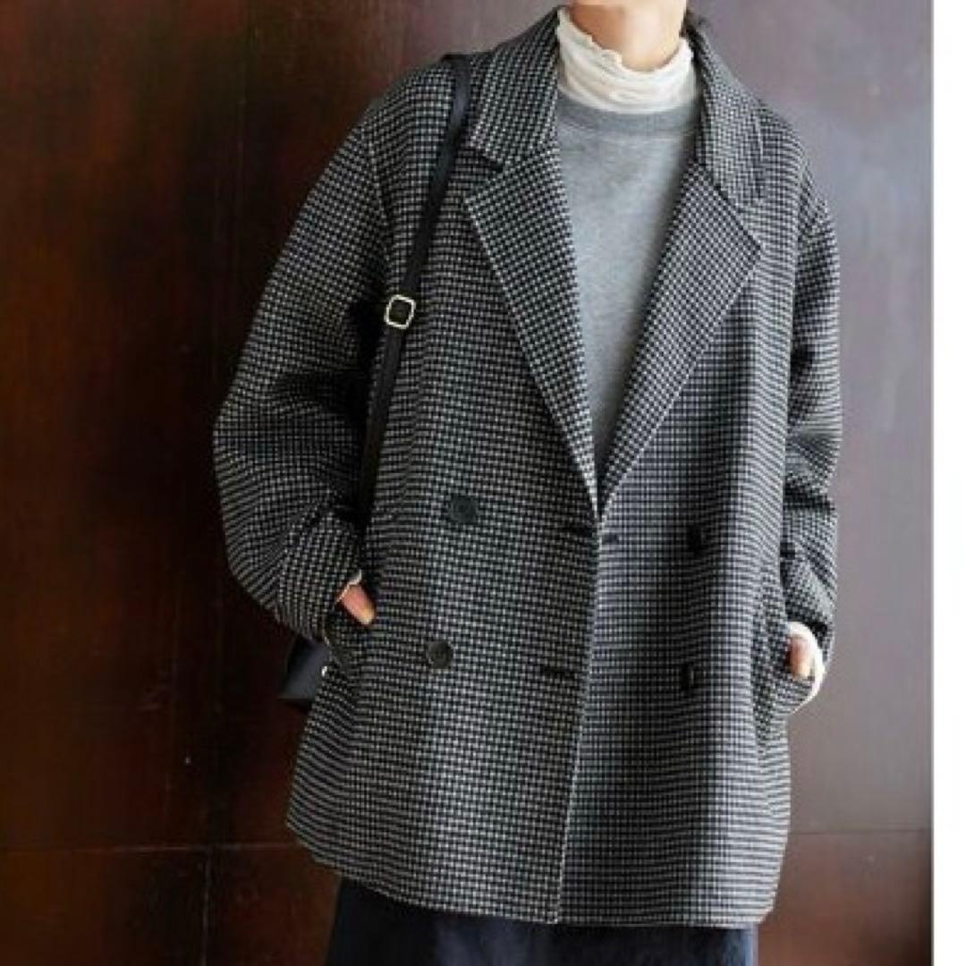 極美品 レリューム 23AW ゆったり ウールナイロンリバージャケット 千鳥柄