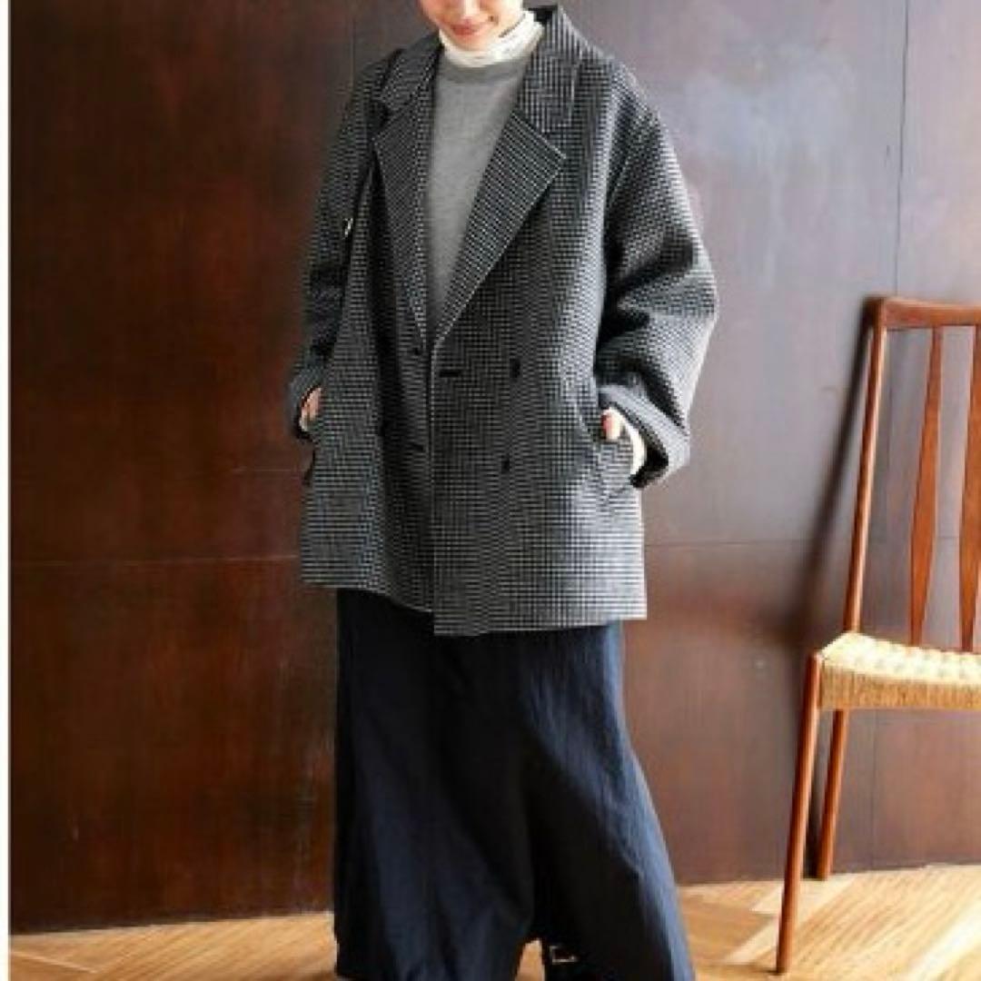 極美品 レリューム 23AW ゆったり ウールナイロンリバージャケット 千鳥柄