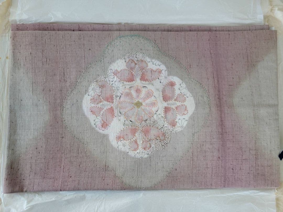 高級呉服　むら田　銀座　祇園　花柄刺繍 袋帯 薄いピンク