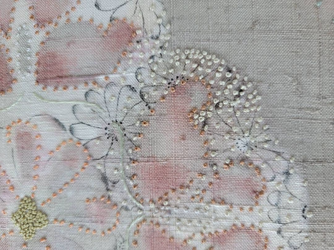 高級呉服　むら田　銀座　祇園　花柄刺繍 袋帯 薄いピンク