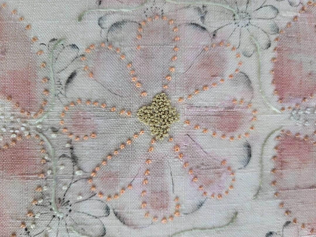 高級呉服　むら田　銀座　祇園　花柄刺繍 袋帯 薄いピンク