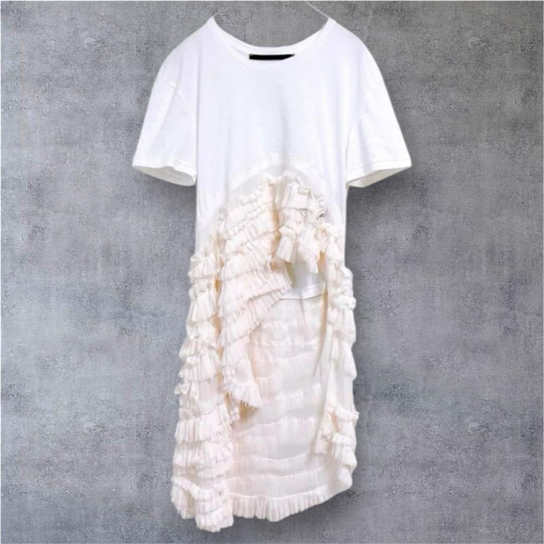 希少✨ハイダーアッカーマン（XXS）半袖トップス シルク混 アシメ フリンジ白