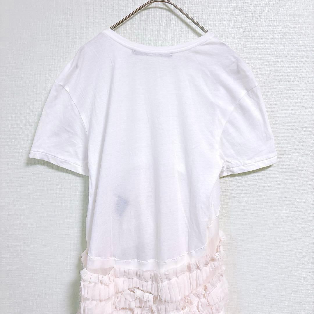 希少✨ハイダーアッカーマン（XXS）半袖トップス シルク混 アシメ フリンジ白